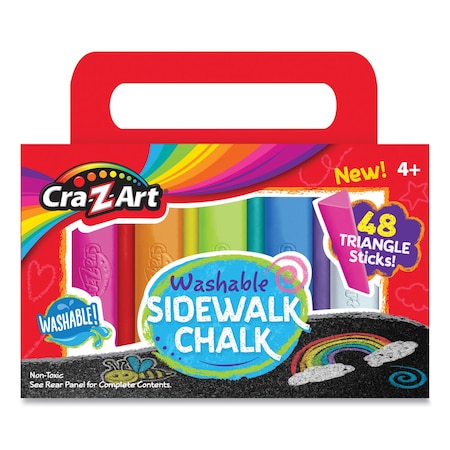 Cra-Z-Art Washable Sidewalk Chalk, Triangle Shaped, 48 Assorted Bright Colors 10880